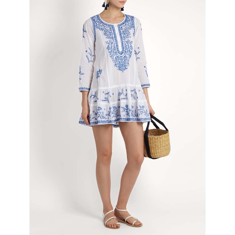 Juliet Dunn embroidered cotton-voile dress
